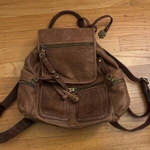 Lucky Brand Vintage-Style Brown Leather Backpack